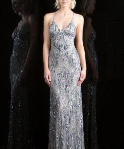 Scala - 48710 Gorgeous Low Open Back Spaghetti Straps Evening Dress