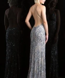 Scala - 48710 Gorgeous Low Open Back Spaghetti Straps Evening Dress