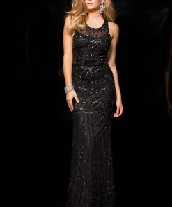 Scala - 48714 High Neck Long Evening Dress