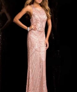 Scala - 48714 High Neck Long Evening Dress