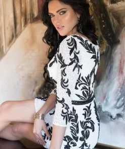 Scala - 48760 Beaded Fitted Cocktail Dress