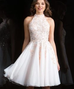 Scala - 48822 High Halter Neck Embellished Cocktail Dress