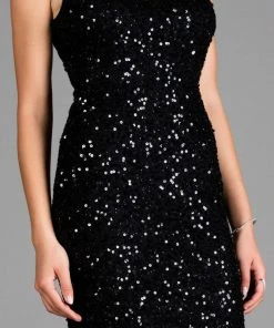 Scala - 48897ML Fully Sequined Jewel Neck Fitted Dress