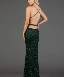 Scala - 48931 Fully Sequin Embellished Long Sheath Gown With Side Slit 9 Scala - 48931 Fully Sequin Embellished Long Sheath Gown With Side Slit