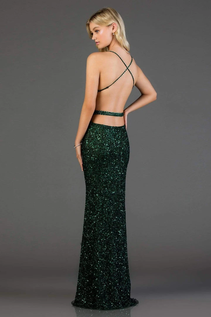 Scala - 48931 Fully Sequin Embellished Long Sheath Gown With Side Slit 4 Scala - 48931 Fully Sequin Embellished Long Sheath Gown With Side Slit