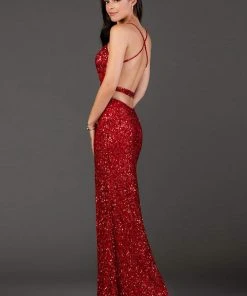 Scala - 48931 Fully Sequin Embellished Long Sheath Gown With Side Slit 13 Scala - 48931 Fully Sequin Embellished Long Sheath Gown With Side Slit