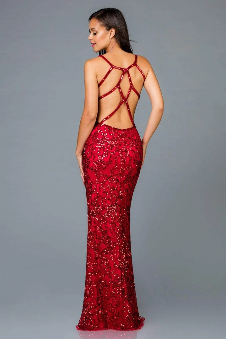 Scala - 48932 Sequin Ornate Sheath Gown 8 Scala - 48932 Sequin Ornate Sheath Gown