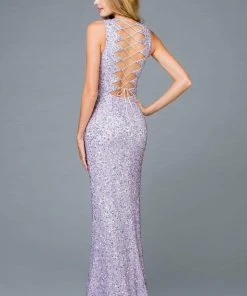 Scala - 48933 Sequined Scalloped V-neck Sheath Dress 15 Scala - 48933 Sequined Scalloped V-neck Sheath Dress