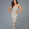 Scala - 48934 Embellished Fringed Sheath Evening Dress