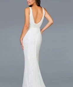 Scala - 48937 Sequined V-neck Trumpet Dress 9 Scala - 48937 Sequined V-neck Trumpet Dress