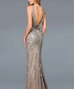 Scala - 48937 Sequined V-neck Trumpet Dress 11 Scala - 48937 Sequined V-neck Trumpet Dress