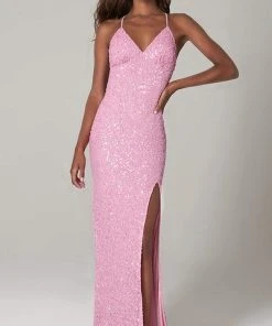 Scala - 48938 Allover Sequin Backless Sheath Evening Gown With Slit