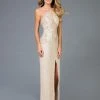 Scala - 48940 Embellished Halter Gown With Slit