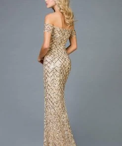 Scala - 48945 Sequined Off-Shoulder Sheath Dress 5 Scala - 48945 Sequined Off-Shoulder Sheath Dress