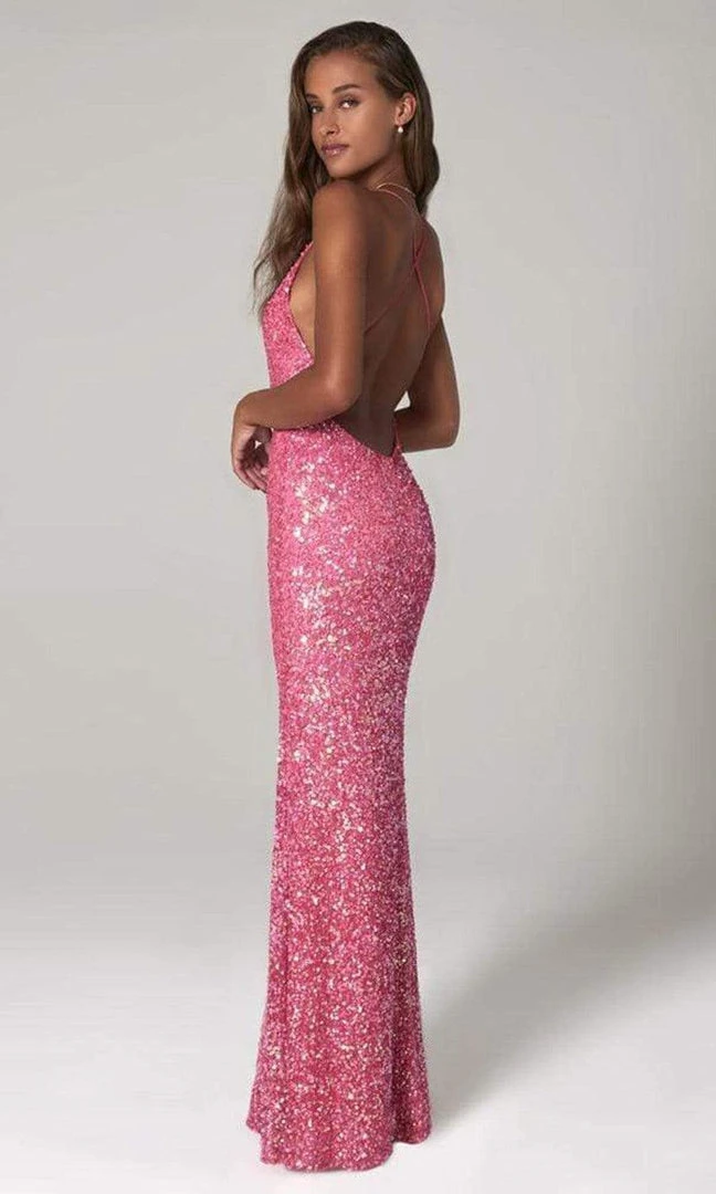 Scala - 48949 Sequined Plunging Halter V-neck Sheath Dress 13 Scala - 48949 Sequined Plunging Halter V-neck Sheath Dress