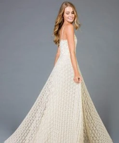 Scala - 48952 Beaded Deep V-neck Tulle A-line Dress 5 Scala - 48952 Beaded Deep V-neck Tulle A-line Dress