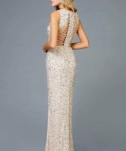 Scala - 48962 Sequined V-neck Long Sheath Dress 7 Scala - 48962 Sequined V-neck Long Sheath Dress