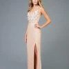 Scala - 48963 Sequined Deep V-neck Sheath Dress With Slit 2 Scala - 48963 Sequined Deep V-neck Sheath Dress With Slit