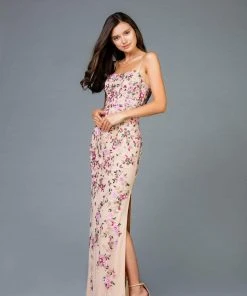 Scala - 48964 Sleeveless Floral Sequined Sheath Dress 8 Scala - 48964 Sleeveless Floral Sequined Sheath Dress