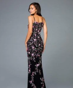 Scala - 48964 Sleeveless Floral Sequined Sheath Dress 7 Scala - 48964 Sleeveless Floral Sequined Sheath Dress