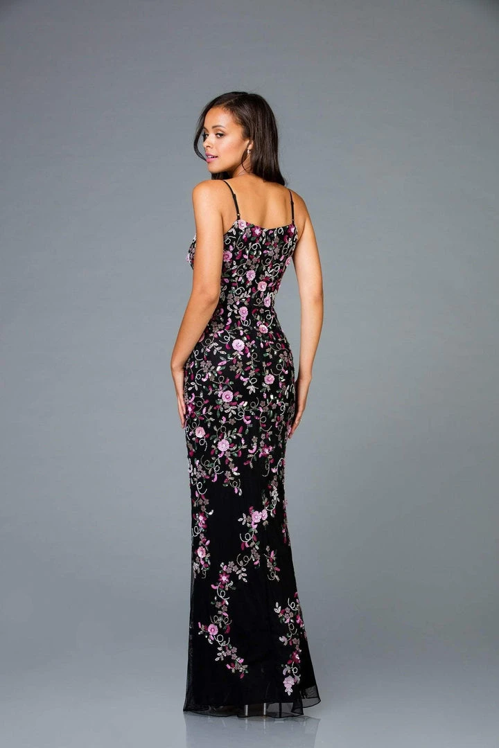 Scala - 48964 Sleeveless Floral Sequined Sheath Dress 4 Scala - 48964 Sleeveless Floral Sequined Sheath Dress