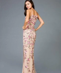 Scala - 48964 Sleeveless Floral Sequined Sheath Dress 9 Scala - 48964 Sleeveless Floral Sequined Sheath Dress