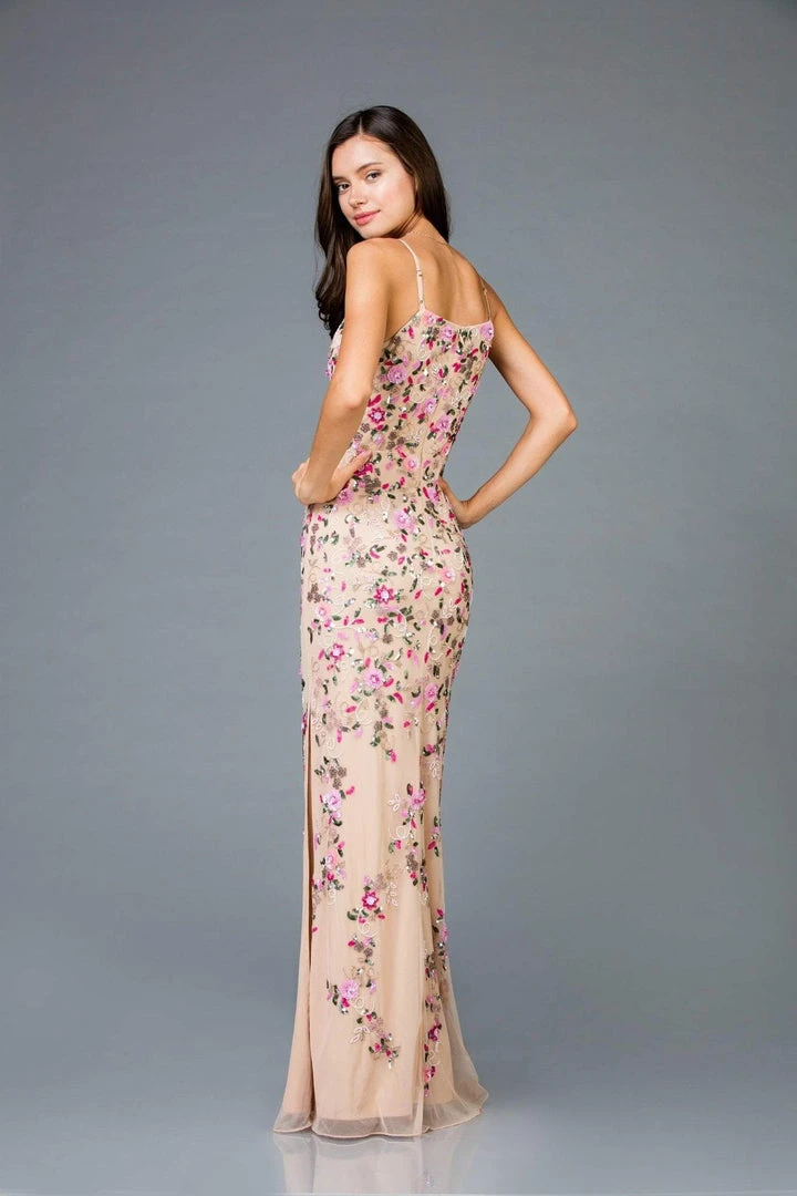 Scala - 48964 Sleeveless Floral Sequined Sheath Dress 6 Scala - 48964 Sleeveless Floral Sequined Sheath Dress