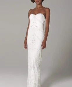 SCALA - 48990 Sweetheart Embellished Long Sheath Dress