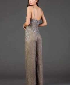 SCALA - 48995 Sequined Plunging V-Neck Jumpsuit 13 SCALA - 48995 Sequined Plunging V-Neck Jumpsuit