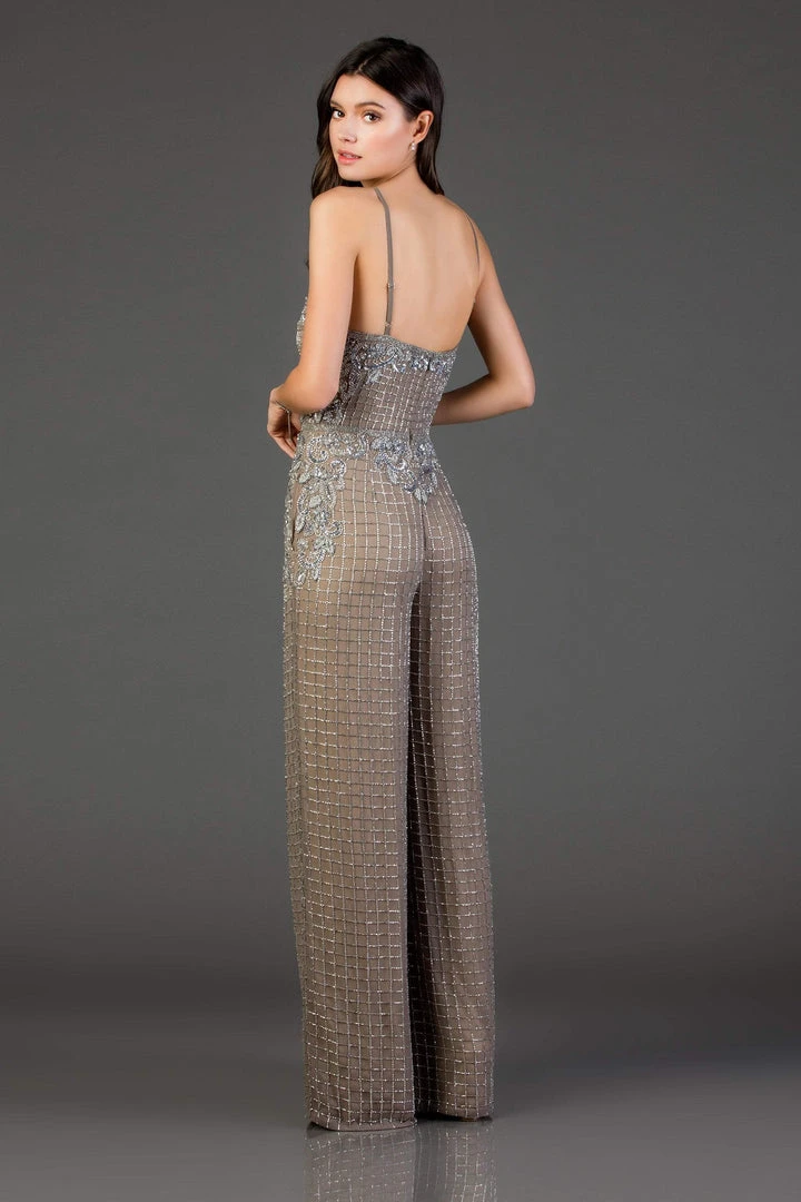 SCALA - 48995 Sequined Plunging V-Neck Jumpsuit 8 SCALA - 48995 Sequined Plunging V-Neck Jumpsuit