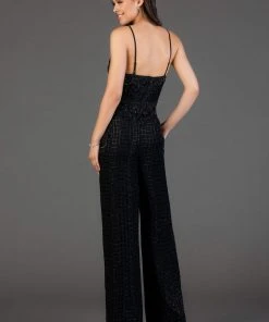 SCALA - 48995 Sequined Plunging V-Neck Jumpsuit 10 SCALA - 48995 Sequined Plunging V-Neck Jumpsuit
