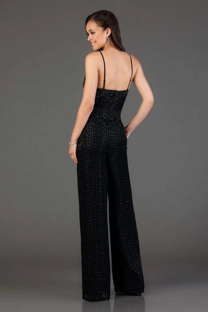 SCALA - 48995 Sequined Plunging V-Neck Jumpsuit 5 SCALA - 48995 Sequined Plunging V-Neck Jumpsuit