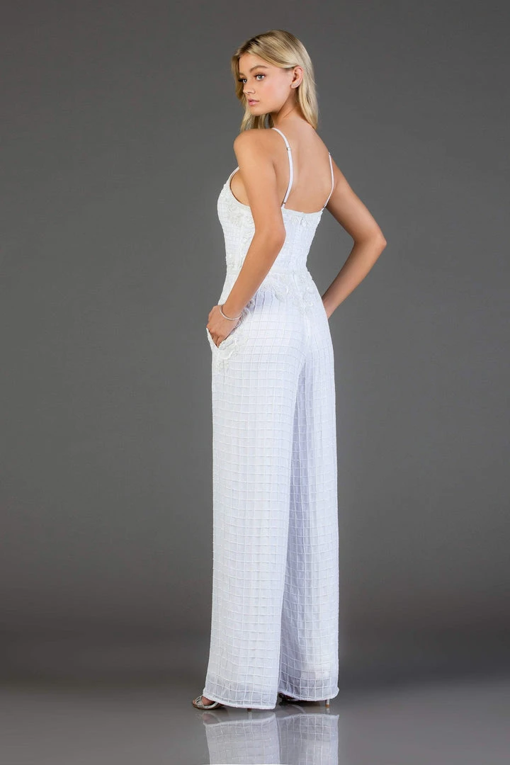 SCALA - 48995 Sequined Plunging V-Neck Jumpsuit 7 SCALA - 48995 Sequined Plunging V-Neck Jumpsuit