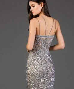 SCALA - 60045 Sequin Embellishments Halter Cocktail Dress