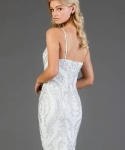 SCALA - 60051 Embellished V-neck Sheath Cocktail Dress