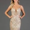 SCALA - 60055 Bedazzled V-neck Sheath Cocktail Dress