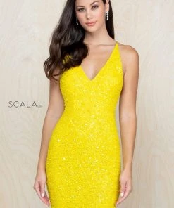 SCALA - 60060 Neon Open Back Sequined Short Dress