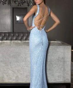 SCALA - 60095 Square Neck Sequin Long Sheath Dress 7 SCALA - 60095 Square Neck Sequin Long Sheath Dress