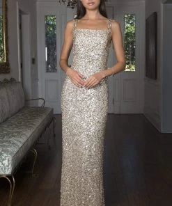 SCALA - 60095 Square Neck Sequin Long Sheath Dress 8 SCALA - 60095 Square Neck Sequin Long Sheath Dress