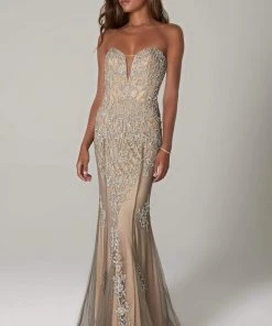 SCALA - 60097 Sweetheart Beads And Stones Sheath Dress