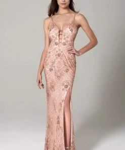 SCALA - 60101 Embellished V-Neck Long Column 10 SCALA - 60101 Embellished V-Neck Long Column