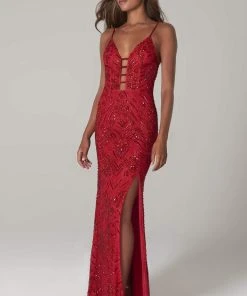 SCALA - 60101 Embellished V-Neck Long Column 12 SCALA - 60101 Embellished V-Neck Long Column