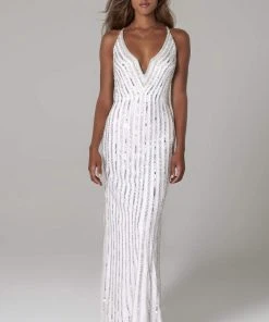 SCALA - 60102 Open Back Sequined Long Dress