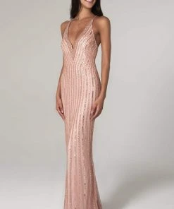 SCALA - 60102 Open Back Sequined Long Dress 12 SCALA - 60102 Open Back Sequined Long Dress