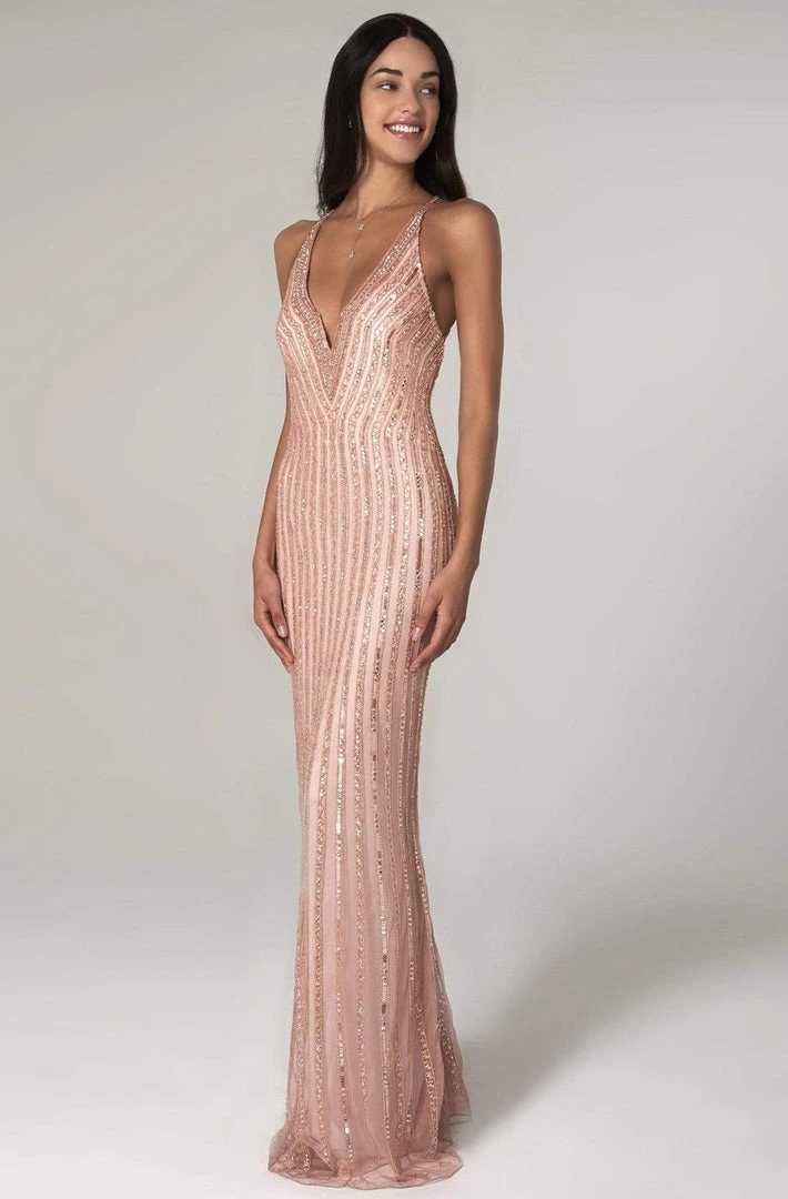 SCALA - 60102 Open Back Sequined Long Dress 7 SCALA - 60102 Open Back Sequined Long Dress