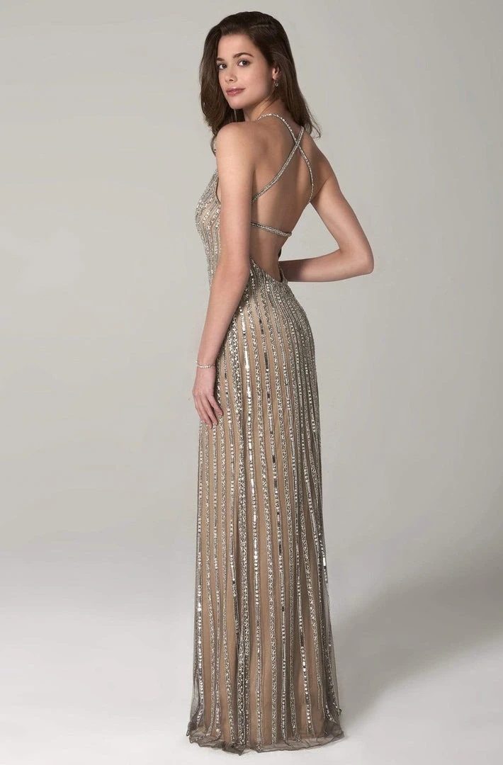 SCALA - 60102 Open Back Sequined Long Dress 6 SCALA - 60102 Open Back Sequined Long Dress