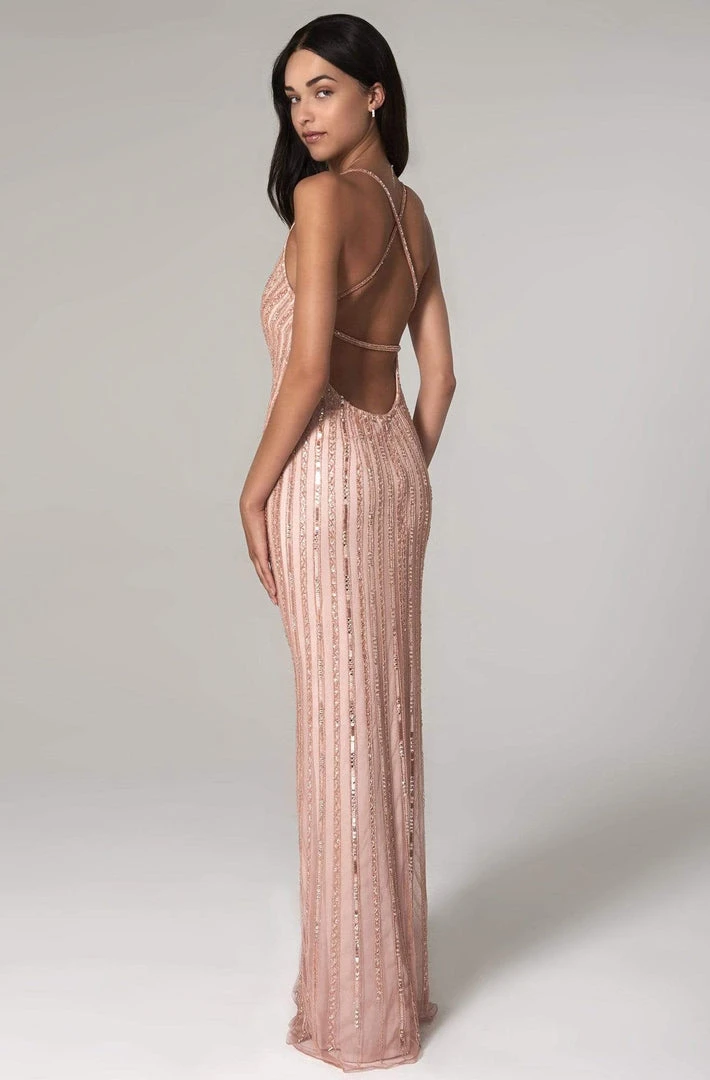 SCALA - 60102 Open Back Sequined Long Dress 8 SCALA - 60102 Open Back Sequined Long Dress