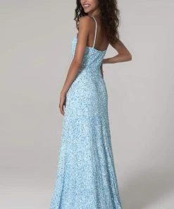 SCALA - 60109 Embellished V-neck A-line Dress 13 SCALA - 60109 Embellished V-neck A-line Dress