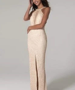 SCALA - 60113 Embellished Jewel Column Dress