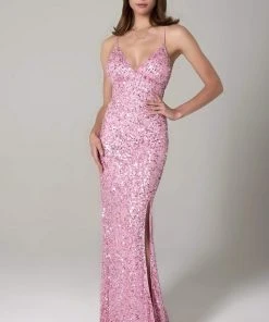 SCALA - 60116 Sequined Long Column Dress